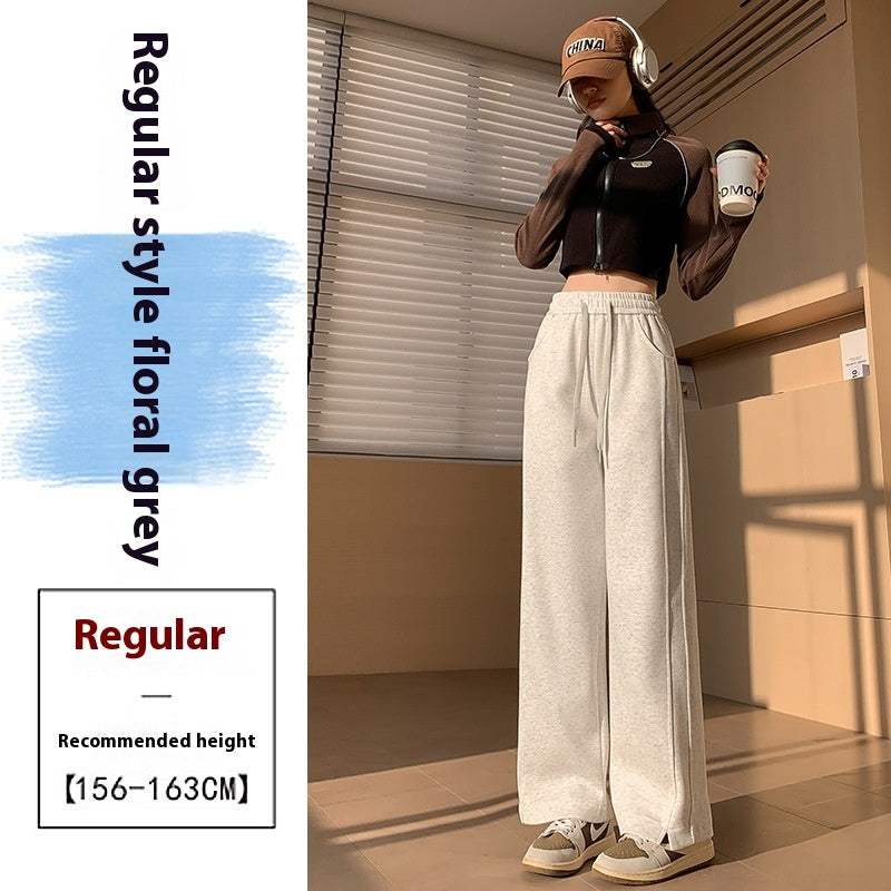 High Waist Long Thin Straight Loose Leisure Sports Sweat pants-7