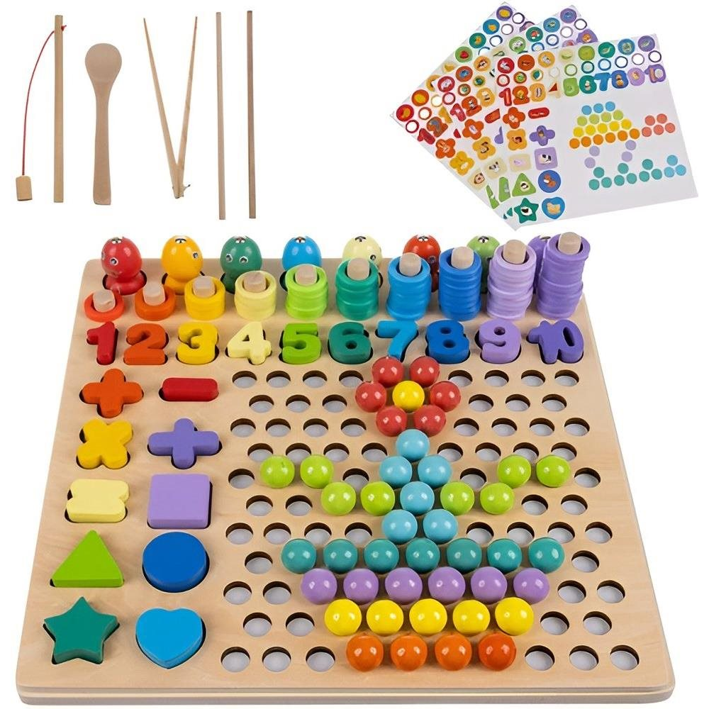 Kruzzel 17252 Wooden jigsaw puzzle fish, numbers, circles (27386)-0