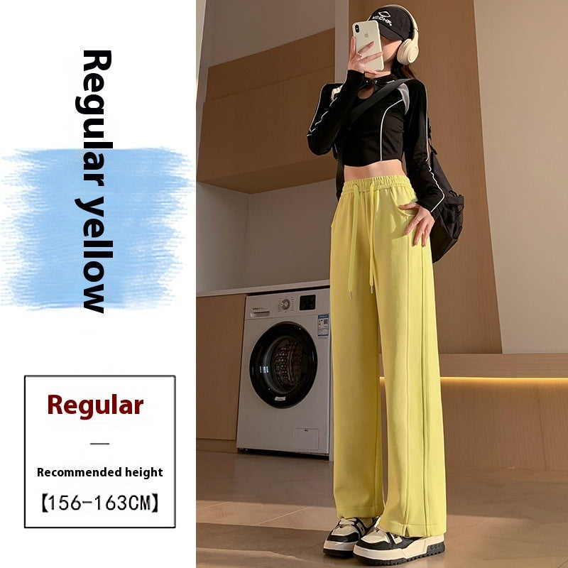 High Waist Long Thin Straight Loose Leisure Sports Sweat pants-8