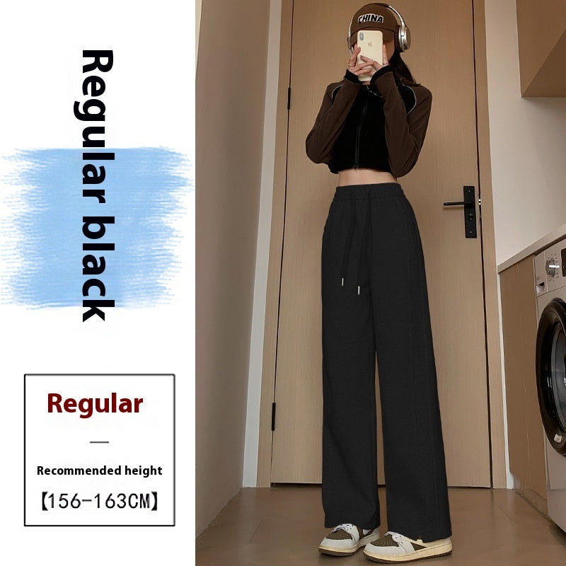 High Waist Long Thin Straight Loose Leisure Sports Sweat pants-6